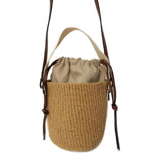 Chloe Woody basket bag crafted raffia Beige Tan Tan